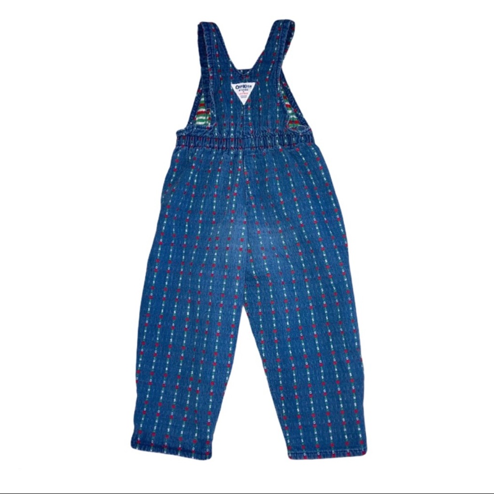 Vintage OshKosh B’Gosh Christmas Overalls Onesie Holiday Winter Pattern